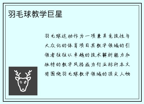 羽毛球教学巨星
